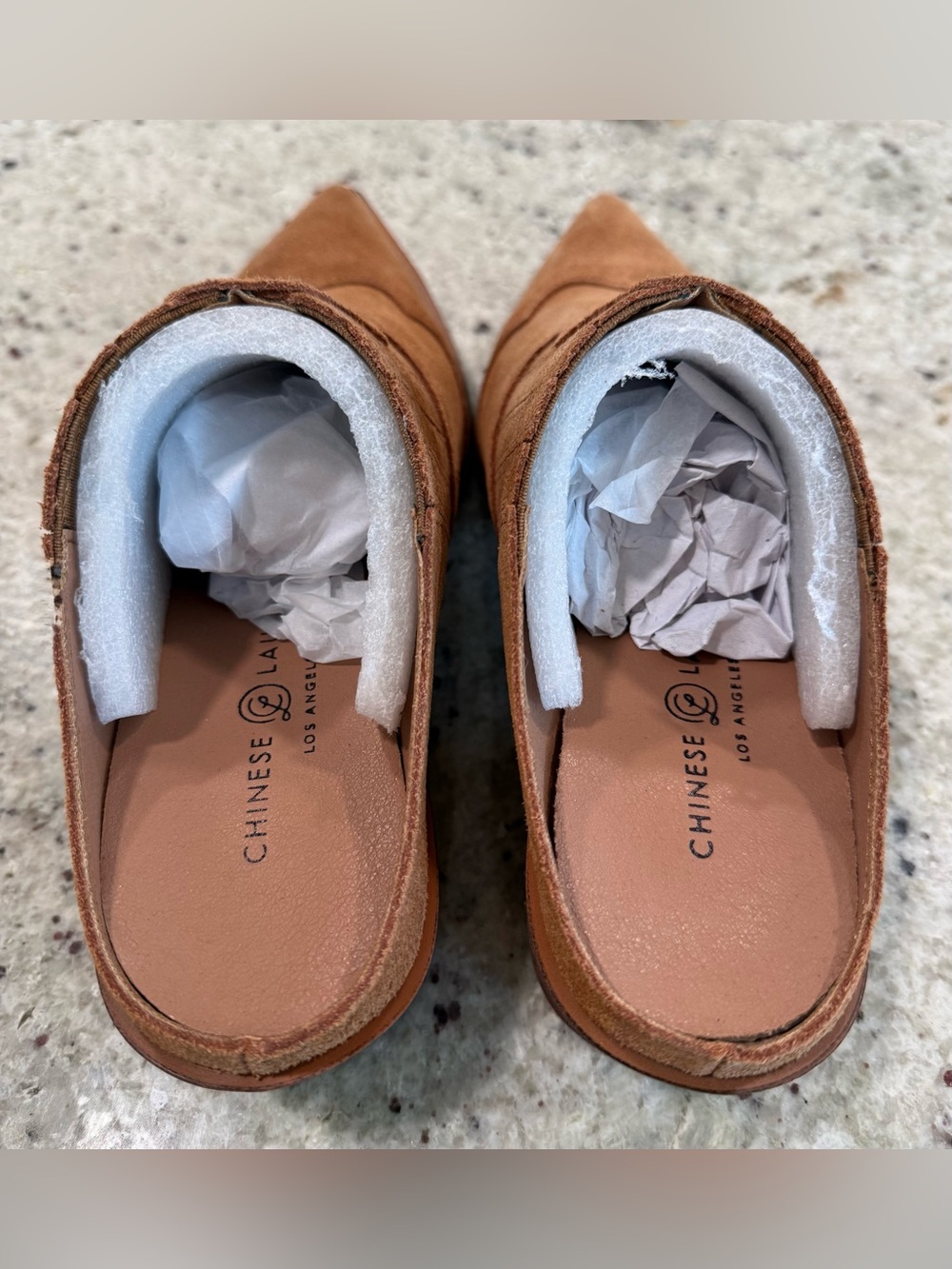 Chinese Laundry Women's Camel Suede Pointed Mules NIB - Picture 7 of 16